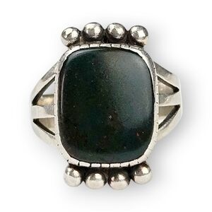Navajo Black Onyx Sterling Ring Native American Yazzie? Vintage 925 Silver 6.25